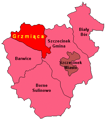Położenie administracyjne gminy Grzmiąca w powiecie szczecineckim